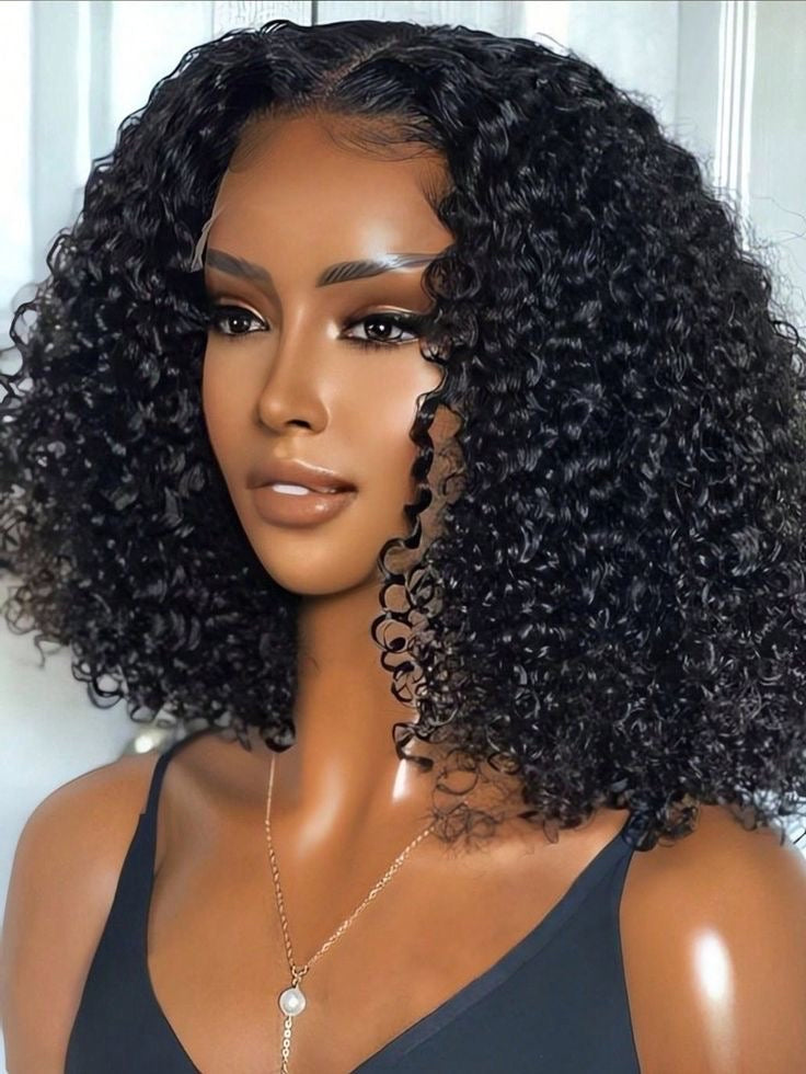 13×4 Lace Frontal Deep Curly Short Cut Wig Side Part Glueless Lace Wig 200% Density