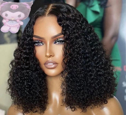 13×4 Lace Frontal Deep Curly Short Cut Wig Side Part Glueless Lace Wig 200% Density