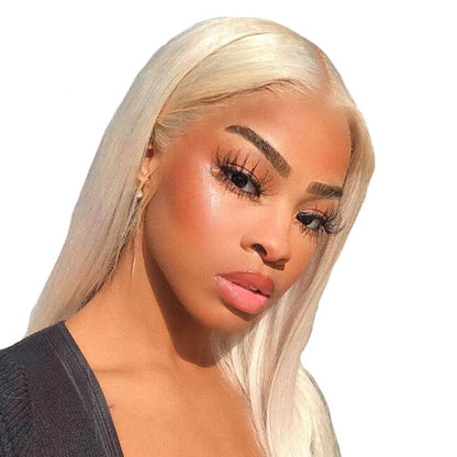 Tiffinishereestudio30 Inch 613 Lace Front Wig Human Hair 13x4 Straight 613 HD Lace Frontal Wig Human Hair Pre Plucked Bleached Knots for Women(30Inch, Blonde)