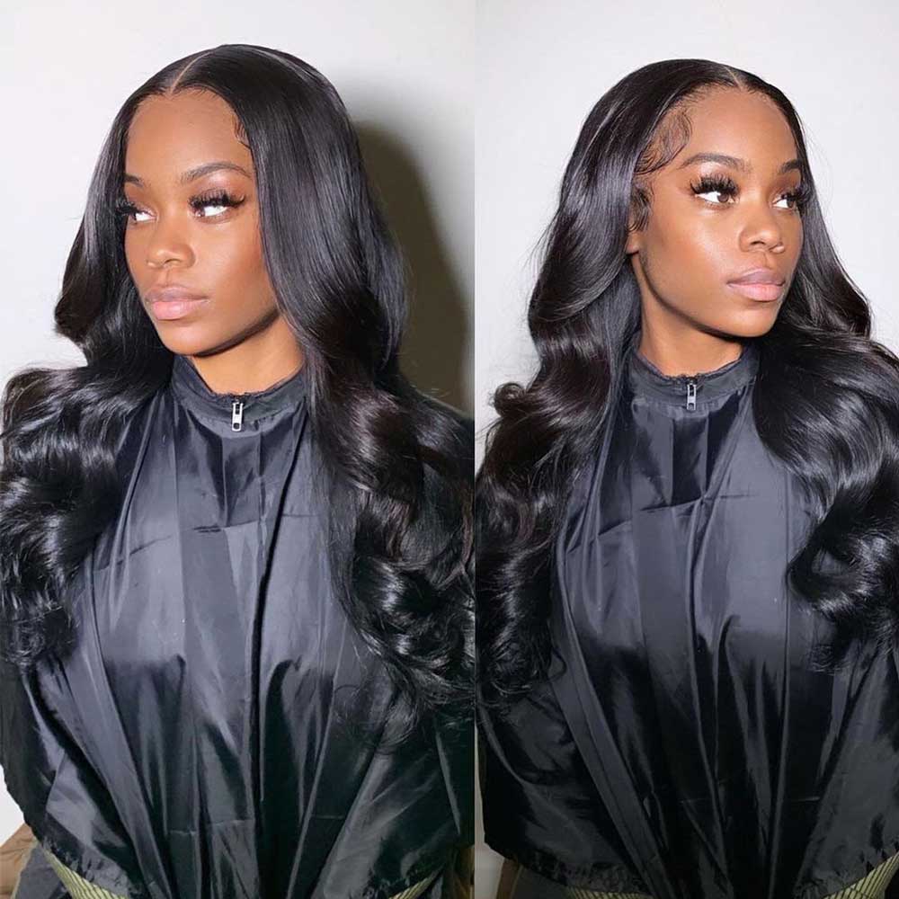 Deep Wave Lace Closure Wigs for Black Women Human Hair Glueless Brazilian Virgin Deep Curly 4×4 HD Transparent Lace Front Wigs Pre Plucked with Baby Hair