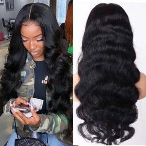 13x6 Body Wave Lace Front Wigs Human Hair Pre Plucked 24 Inch HD Transparent Glueless Lace Frontal Wigs Human Hair with Baby Hair 180% Density Brazilian Body Wave Wigs for Black Women Natural Color